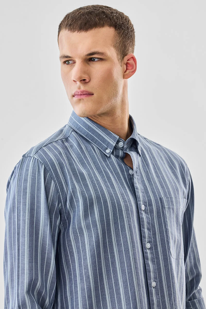 سنيتش Regular Fit Linen Blend Stripes Shirt