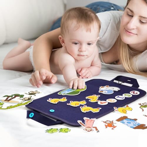 CHEFAN Felt Board for Toddlers Felt Pieces Storytelling Flannel Board with 5 Little Ducks 5 Little Monkeys and 5 Green Speckled Frogs Stories for Preschool Activities 4 Sets - Image 5
