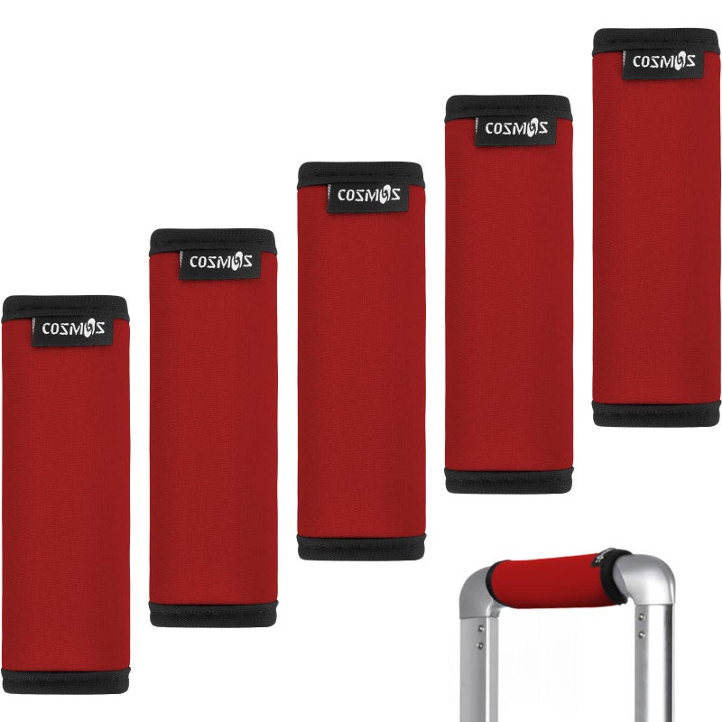 Cosmos 5 Pieces Red Color Comfort Neoprene Handle WrapsGripIdentifier for Travel Bag Luggage Suitcase Travel Bag Laptop Computer Tote Briefcases
