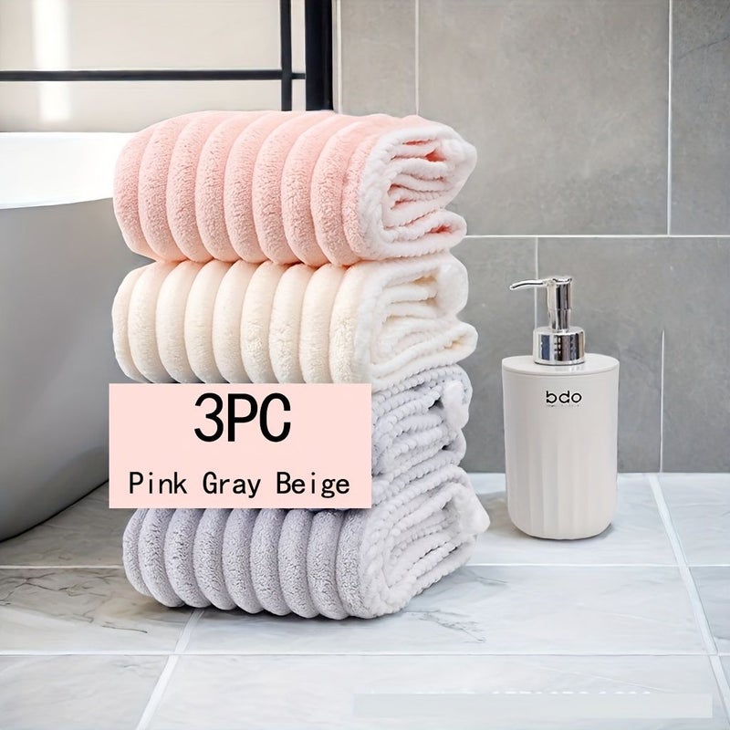 3 Packs XL Absorbent Coral Fleece Hair Towels Dry Caps Soft No Blow Dry Swim Shower Wraps - Image 2