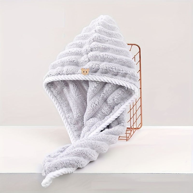 3 Packs XL Absorbent Coral Fleece Hair Towels Dry Caps Soft No Blow Dry Swim Shower Wraps - Image 3