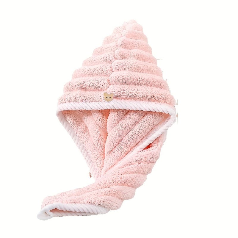 3 Packs XL Absorbent Coral Fleece Hair Towels Dry Caps Soft No Blow Dry Swim Shower Wraps - Image 4