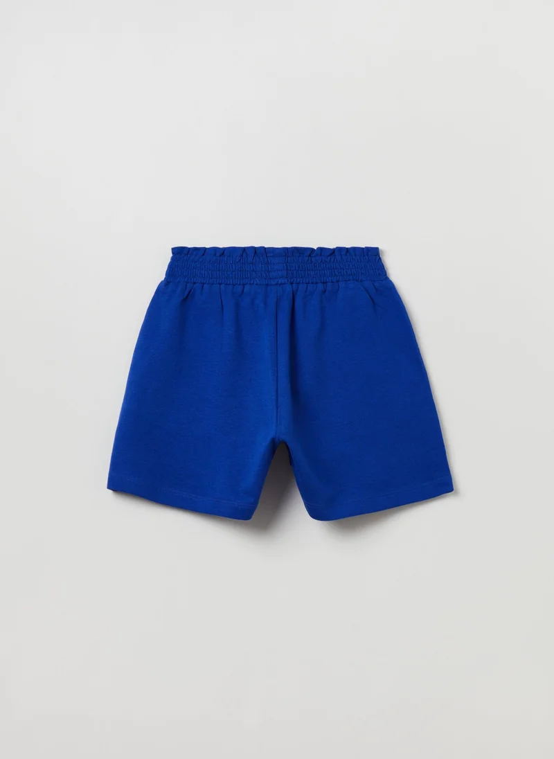 او في اس Cotton Shorts With Smock Stitch
