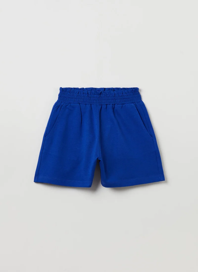 او في اس Cotton Shorts With Smock Stitch