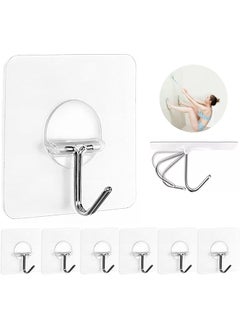 Zaboon Wall Hooks 13LbMax Transparent Reusable Seamless HooksWaterproof And OilproofBathroom Kitchen Heavy Duty Self Adhesive Hooks8 Pack  - Image 1