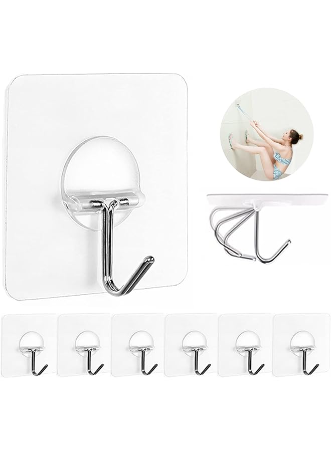 Zaboon Wall Hooks 13LbMax Transparent Reusable Seamless HooksWaterproof And OilproofBathroom Kitchen Heavy Duty Self Adhesive Hooks8 Pack - Image 1
