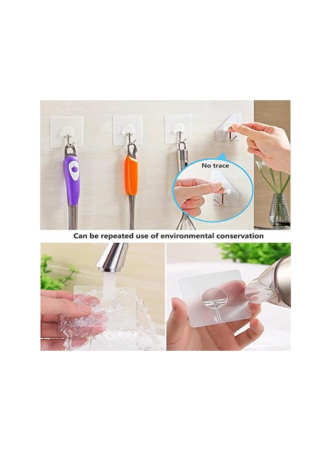 Zaboon Wall Hooks 13LbMax Transparent Reusable Seamless HooksWaterproof And OilproofBathroom Kitchen Heavy Duty Self Adhesive Hooks8 Pack - Image 3