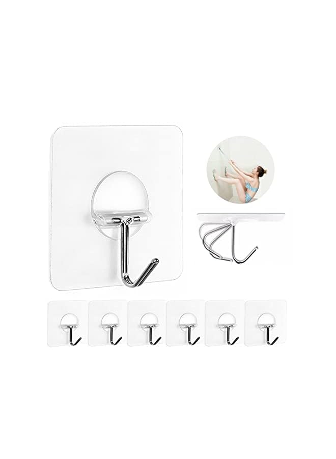 Zaboon Wall Hooks 13LbMax Transparent Reusable Seamless HooksWaterproof And OilproofBathroom Kitchen Heavy Duty Self Adhesive Hooks8 Pack - Image 2