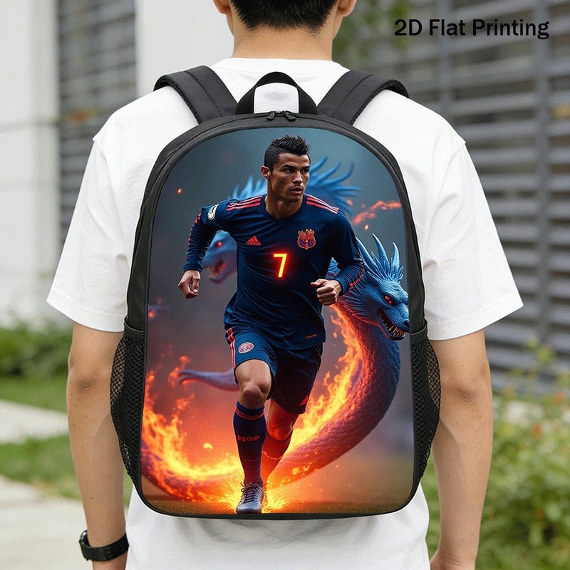 Sports mythical blue dragon fire Backpack Durable Large Capacity 2D Flat Print for gym travel workout for Men - Image 1