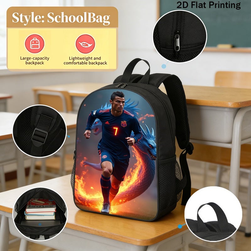 Sports mythical blue dragon fire Backpack Durable Large Capacity 2D Flat Print for gym travel workout for Men - Image 2
