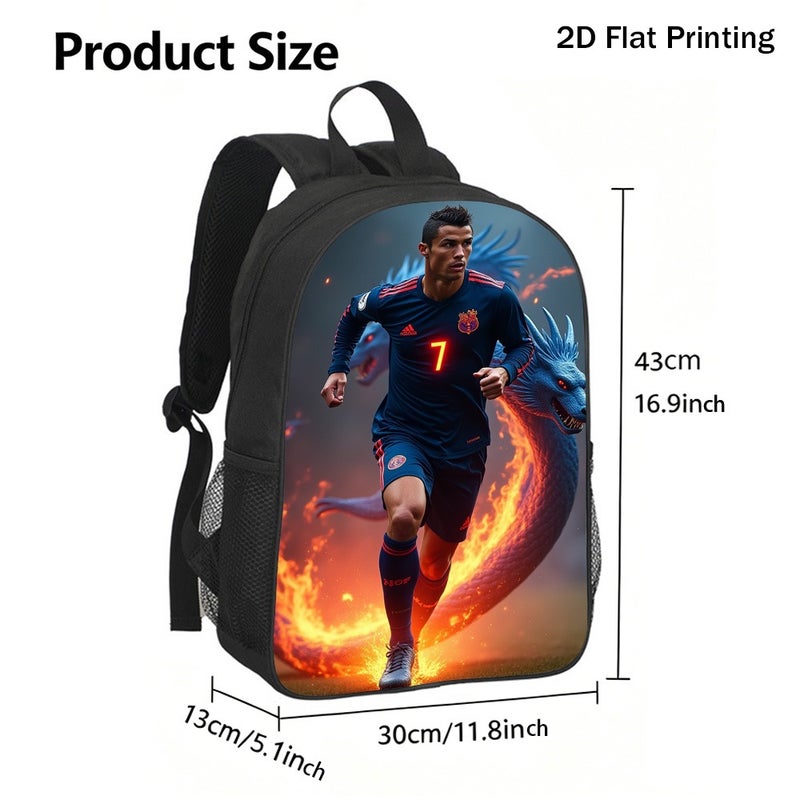 Sports mythical blue dragon fire Backpack Durable Large Capacity 2D Flat Print for gym travel workout for Men - Image 3