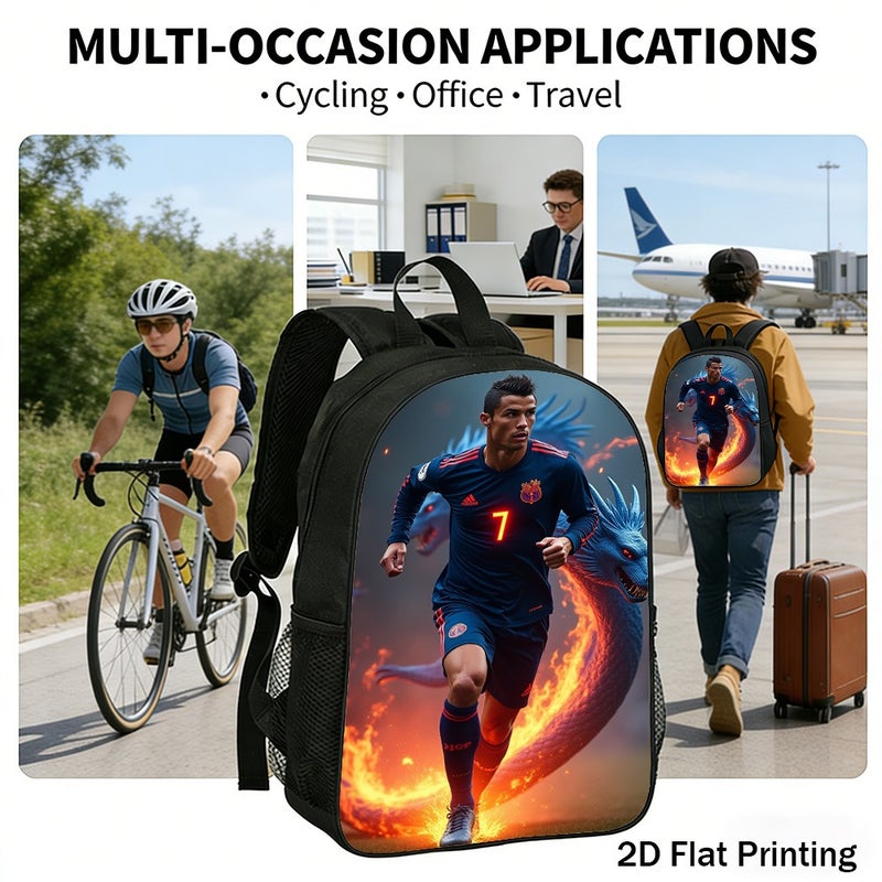 Sports mythical blue dragon fire Backpack Durable Large Capacity 2D Flat Print for gym travel workout for Men - Image 5
