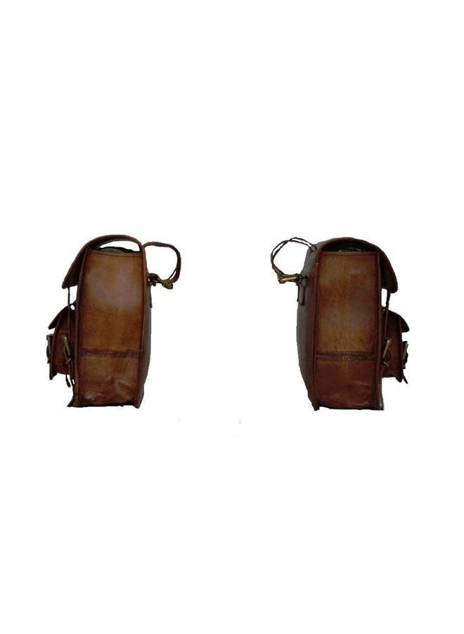 PRASTARA Motorcycle Side Pouch Brown Leather Side Pouch Saddlebags Saddle Panniers 2Bag - Image 2