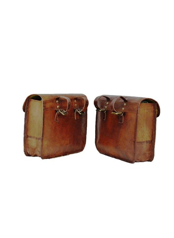 PRASTARA Motorcycle Side Pouch Brown Leather Side Pouch Saddlebags Saddle Panniers 2Bag - Image 3