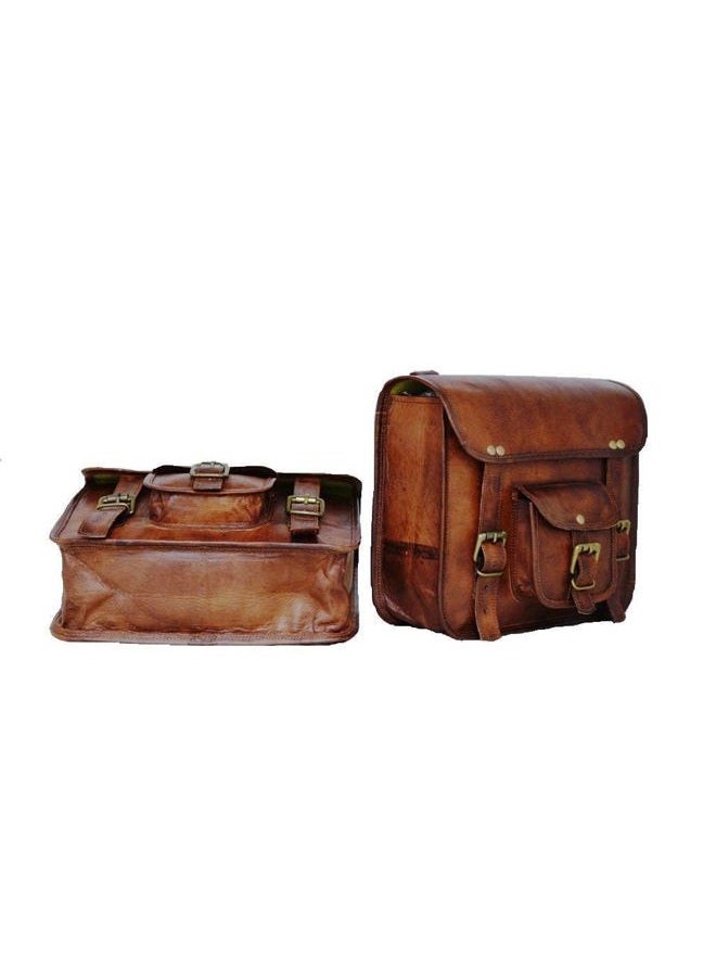 PRASTARA Motorcycle Side Pouch Brown Leather Side Pouch Saddlebags Saddle Panniers 2Bag - Image 4