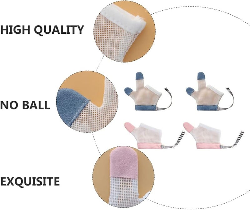 comfrt 2 Pairs Baby Anti- eating Gloves, Stop Thumb Sucking Finger Guard, Stop Sucking Glove No Scratch Breathable Finger Thumb Protector Easily Hold Nylon Baby Gloves ( Red and Blue ) - Image 3