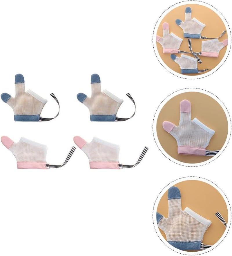 comfrt 2 Pairs Baby Anti- eating Gloves, Stop Thumb Sucking Finger Guard, Stop Sucking Glove No Scratch Breathable Finger Thumb Protector Easily Hold Nylon Baby Gloves ( Red and Blue ) - Image 5