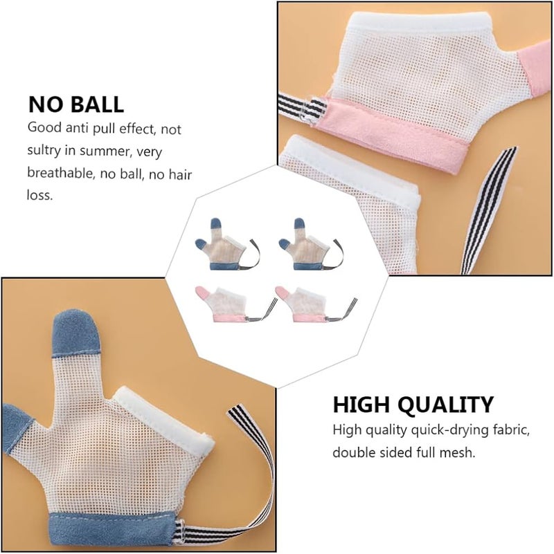 comfrt 2 Pairs Baby Anti- eating Gloves, Stop Thumb Sucking Finger Guard, Stop Sucking Glove No Scratch Breathable Finger Thumb Protector Easily Hold Nylon Baby Gloves ( Red and Blue ) - Image 4