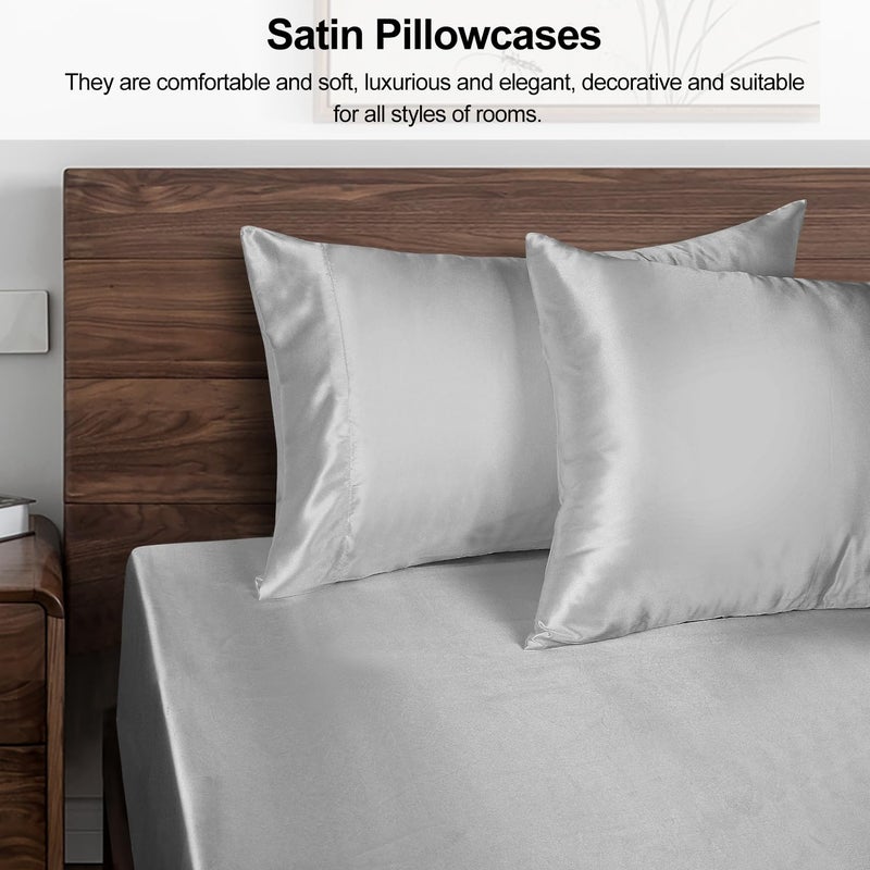 Lirex Satin Pillowcase 2 عبوة بحجم ساتان وسادة ساتان ناعم اللون الصلب الدقيق التجاعيد خالية من التلاشي المقاوم - Image 4