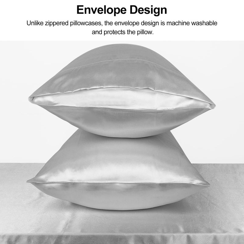 Lirex Satin Pillowcase 2 عبوة بحجم ساتان وسادة ساتان ناعم اللون الصلب الدقيق التجاعيد خالية من التلاشي المقاوم - Image 5
