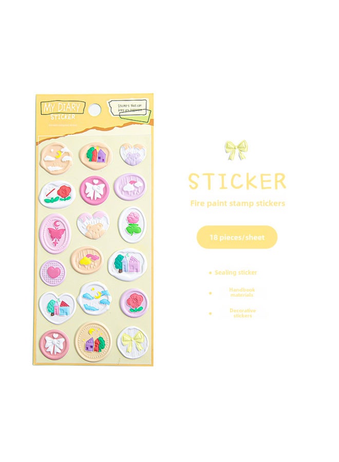 Planwith High-looking Imitation Fire Paint Seal Stickers Student Journal Envelope Diy Decorative Sealing Stickers Three-dimensional Crystal Stickers - Image 1