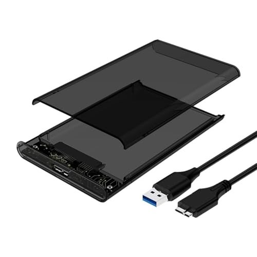 Dyazo 2.5" SATA to USB 3.0 External Hard Drive Enclosure | 7 MM and 9.5 MM Tool Free with Transparent Design | Support UASP Up to 5TB HDD/SSD Compatible with PC, Laptop and TV (Black) - Image 1