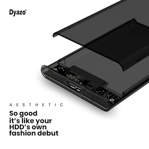 Dyazo 2.5" SATA to USB 3.0 External Hard Drive Enclosure | 7 MM and 9.5 MM Tool Free with Transparent Design | Support UASP Up to 5TB HDD/SSD Compatible with PC, Laptop and TV (Black) - Image 4