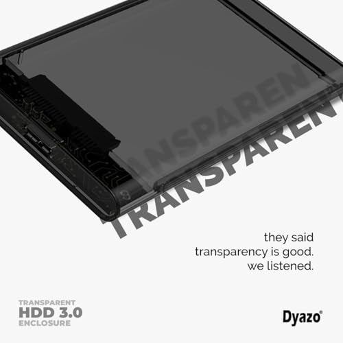 Dyazo 2.5" SATA to USB 3.0 External Hard Drive Enclosure | 7 MM and 9.5 MM Tool Free with Transparent Design | Support UASP Up to 5TB HDD/SSD Compatible with PC, Laptop and TV (Black) - Image 3