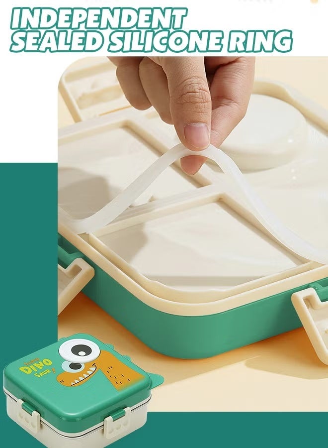 Stainless Steel Baby Toddler Bento Box - Lunch & Snack Container with Lid, Sauce Cup & Spoon for School, Travel & Home (Green) - Image 3