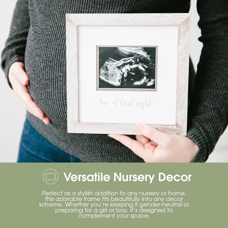 Pearhead Love at First Sight Sonogram Picture Frame, Gender Neutral Ultrasound Keepsake, Baby Gift for Expecting Parents, Ideal Pregnancy, Shower and Nursery Decor, 4” x 3” Photo Insert, Rustic - Image 4