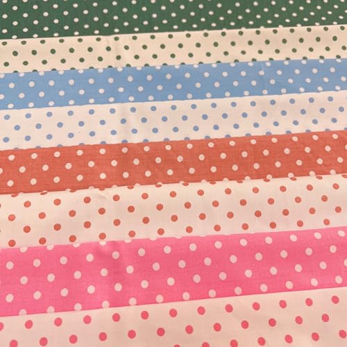 Antetek 7 pcs 20" x 20" Cotton Fabric DIY Making Supplies Quilting Patchwork Fabric Fat Quarter Bundles DIY for Quilting Cotton Patchwork Cushions (8pcs Dot, 20" x 20") - Image 5