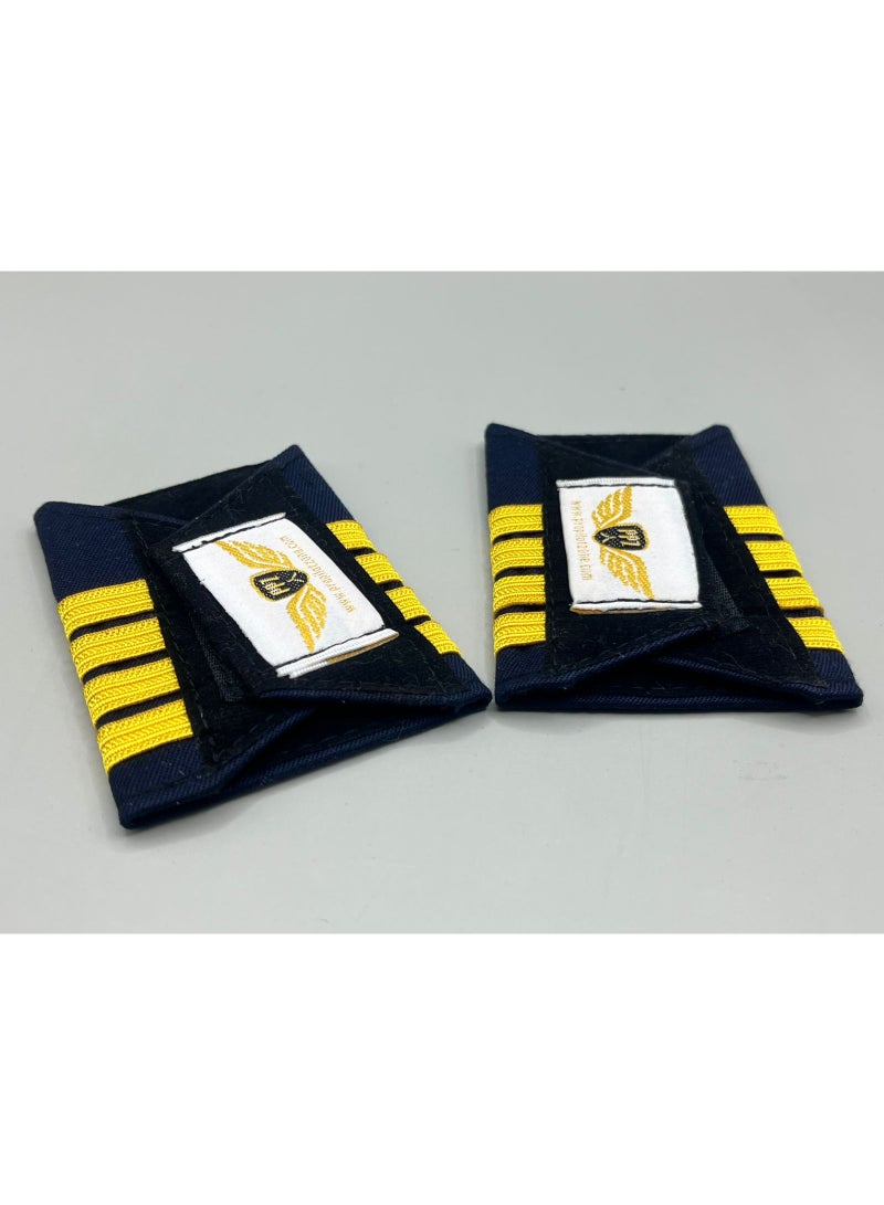 منشأ الطيار المحترف Cabin Crew Epaulettes – 4 Gold Stripes - Image 3
