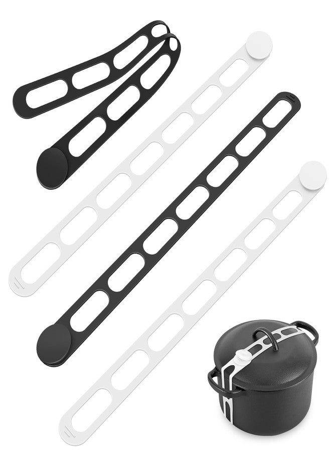 EEEKit 4 Pack Self-Locking Silicone Straps, 21 Inch Secure Lid Strap, Reusable Elastic lid Tie for Cooker Lid, Pot, Bento Box, Curtain, Cords, Yoga Mat, Camping Mat - Image 1