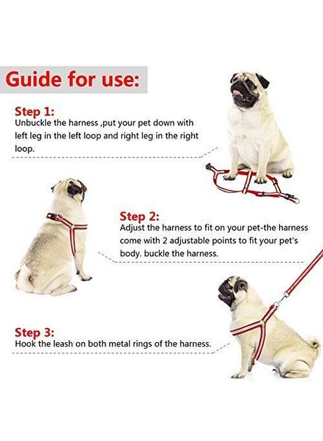 15 Mm Soft Nylon Strip Pattern Radium/Reflective Dog Harness And Leash Set Ideal For Puppies And Small Breed Dogs (Blue) - Image 5