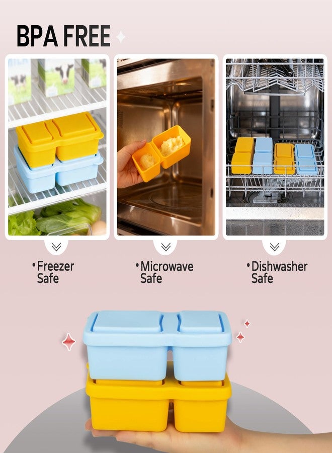 MACTANO 4 Pack New Reusable Silicone Snack Containers with Lids, 10 oz Double Compartment Condiment Meal Prep Control Containers Portable Small Leakproof for Office Travel Picnic - Image 5