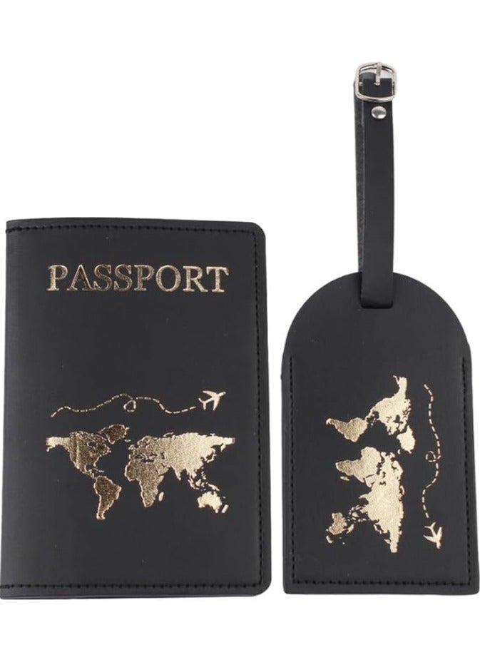 شوداي مجموعة محافظ جواز السفر ، بطاقات امتعة لشهر العسل، اغطية حافظة سفر رفيعة لحفلات الزفاف وحفلات استقبال الزفاف، للازواج، حامل خريطة، جلد صناعي، متعدد الألوان، للكبار الجنسين - Image 2