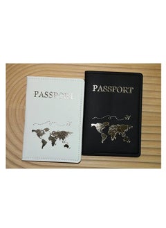 Showday Passport Wallets Travel Holder Set, Honeymoon travel Luggage Tags,Slim Passport Case Covers for Wedding Bridal Shower Gift Mr and Mrs Luggage Tags Couples Passport Holder Set (Map)  - Image 3