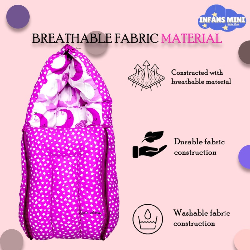 Infans Mini Half Moon Cloud Mini 3in1 Baby's Cotton Bed Cum Carry Bed Printed Baby Sleeping Bag-Baby Bed-Infant Portable for Unisex Easily Portable, Light Weight Carry for New Born0-4 Months Old(Pink) - Image 5