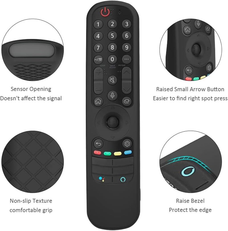 USTIYA Remote Case for LG TV Magic MR24GC/MR23/MR22/MR21 Remote Control 2023 2022 2021 by Alexa Voice Case Protective Cover Silicone (Black) - Image 3