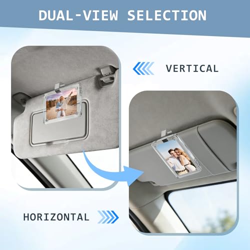 IWBOTQ Car Picture Holder, 4Pcs Clear Acrylic Magnetic Car Visor Photo Clip, Easy Snap-On Universal Personalized Hanging Car Picture Frame for Polaroid & Family, Personal, Pets, Travel Pictures - Image 5
