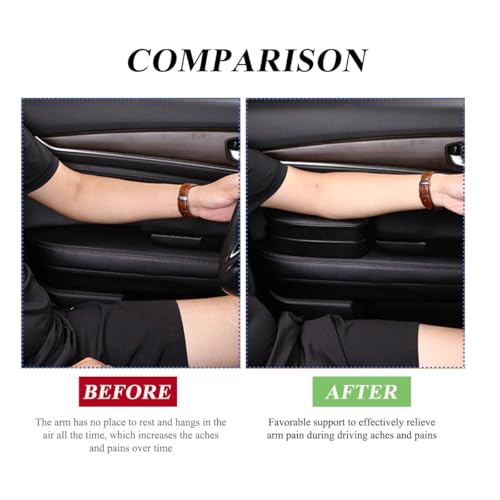 Yourkar Car Armrest Support Cover, Left Side Door Armrest Cushion Pad Extender with Storage Box, Anti-Slip & Waterproof Leather Driver Left Arm Rest Storage Cover, Car Accessories (Black, Style 2) - Image 3