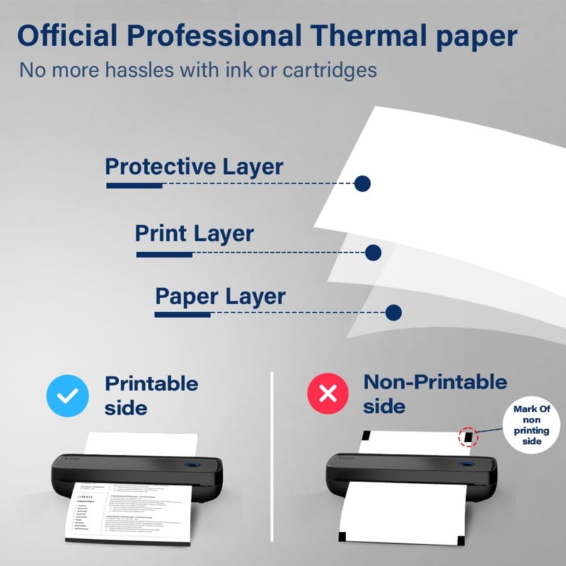 SEZNIK A4 Thermal Papers, Printing Paper, 210 mm width, 200 Sheets, 8 inch Paper for A4 Portable Thermal Printer - Image 3