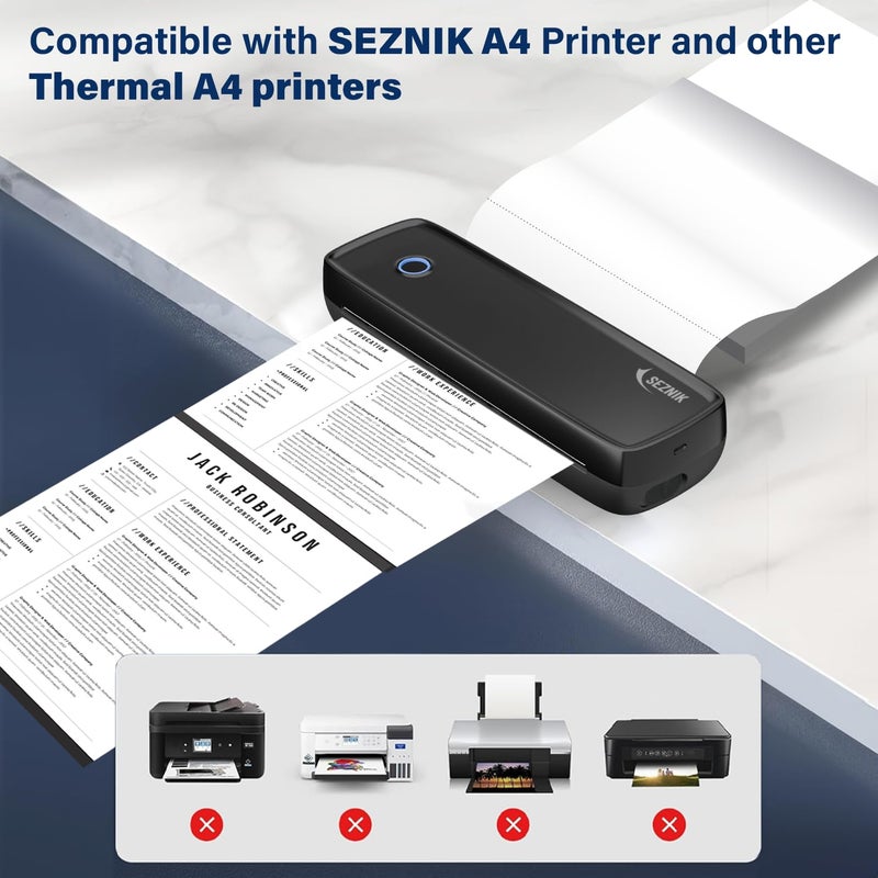 SEZNIK A4 Thermal Papers, Printing Paper, 210 mm width, 200 Sheets, 8 inch Paper for A4 Portable Thermal Printer - Image 4