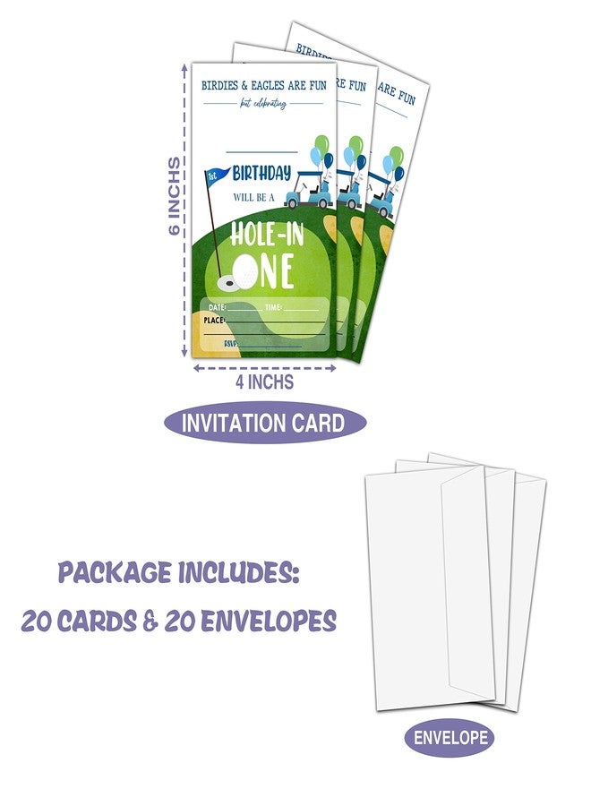 Levitatinyear 1st Golf Birthday Party Invitation, Hole in One Themed Fill-In Invites, 20 Invitations With Envelopes for Men & Women (4" X 6"), Adults Golf Party Favors Decorations and Supplies -52 - Image 4