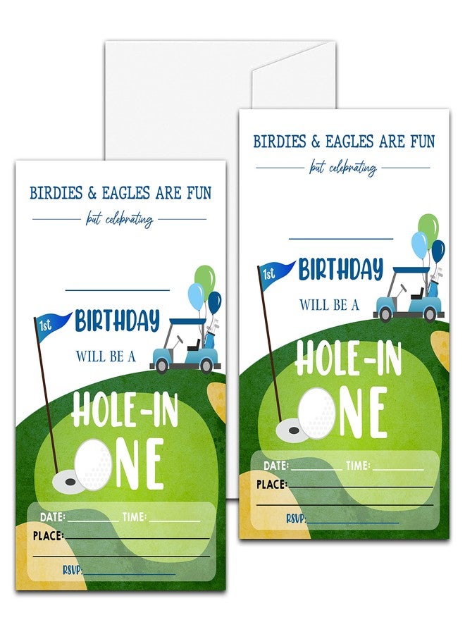 Levitatinyear 1st Golf Birthday Party Invitation, Hole in One Themed Fill-In Invites, 20 Invitations With Envelopes for Men & Women (4" X 6"), Adults Golf Party Favors Decorations and Supplies -52 - Image 1