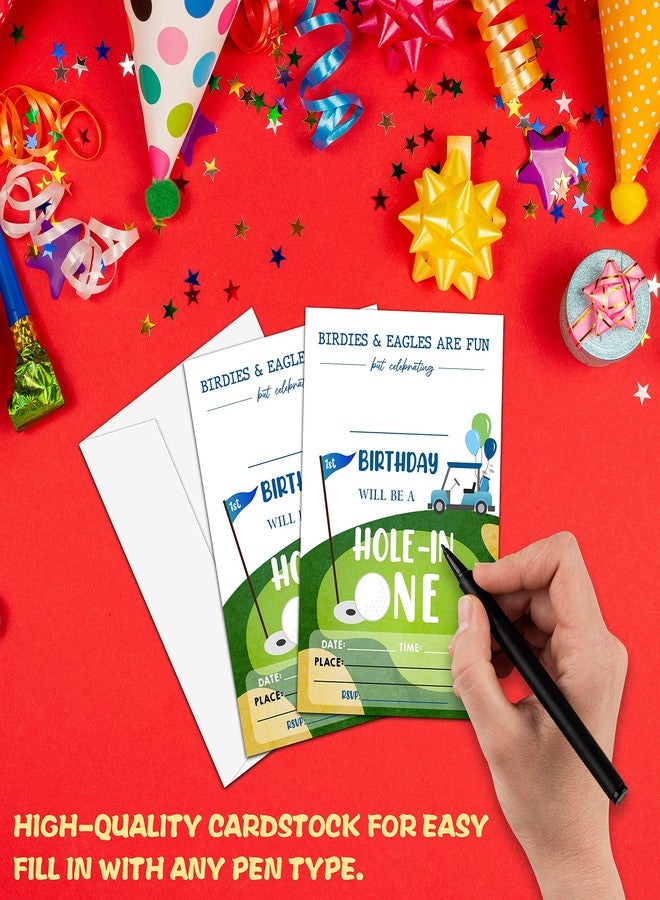 Levitatinyear 1st Golf Birthday Party Invitation, Hole in One Themed Fill-In Invites, 20 Invitations With Envelopes for Men & Women (4" X 6"), Adults Golf Party Favors Decorations and Supplies -52 - Image 3