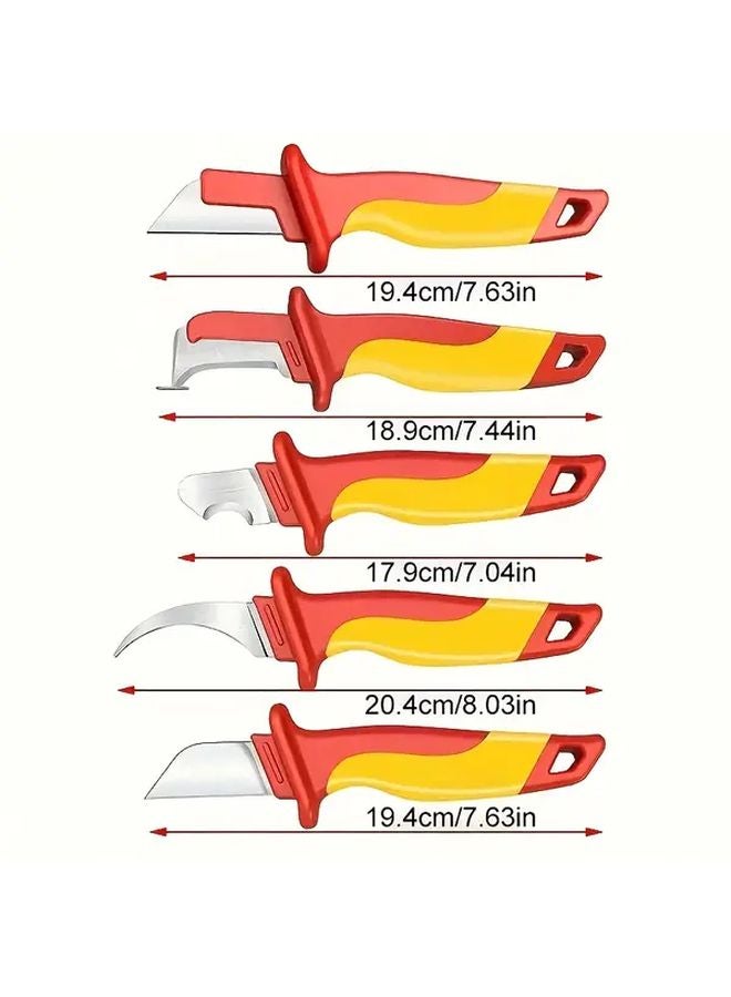 Insulated Cable Stripping Knife Set With 4 Blades And Protective Sheath Color 119717 - Image 2