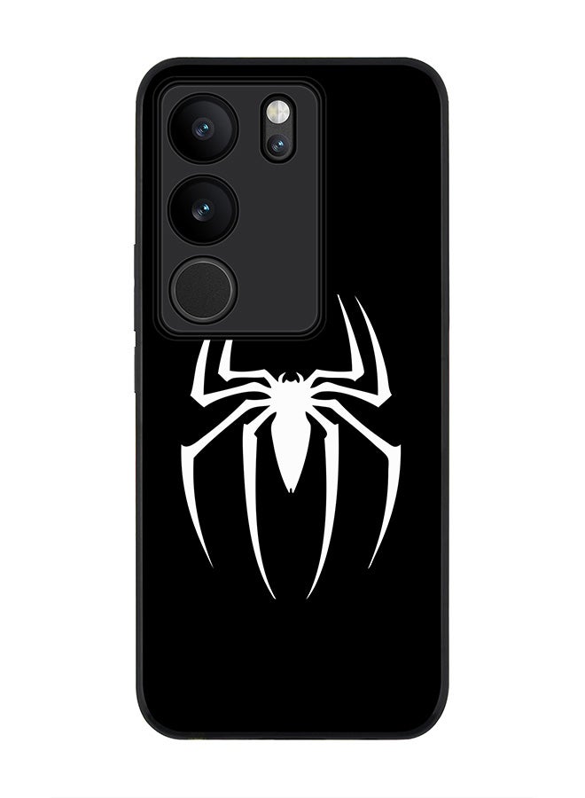 Stylizedd حافظة حواف سوداء متينة لهاتف Vivo V29 / Vivo V29 Pro / Vivo S17، حواف مطاطية مرنة رفيعة مضادة للسقوط - سبايدرمارك (أسود) - Image 1