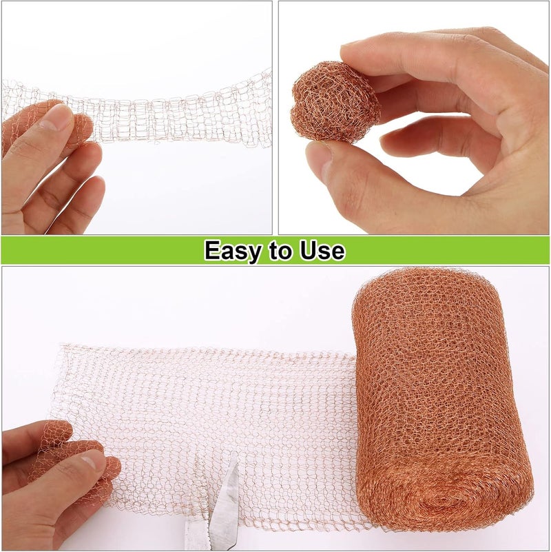 AKOLAFE Copper Mesh, 12m/40ft Copper Mesh Roll, Mouse Mesh Rodent Control Copper Wire Mesh Roll, Pure Copper Wool Mesh Rodent Mesh for Mice, Slug, Bat, Birds, Snails - Image 3