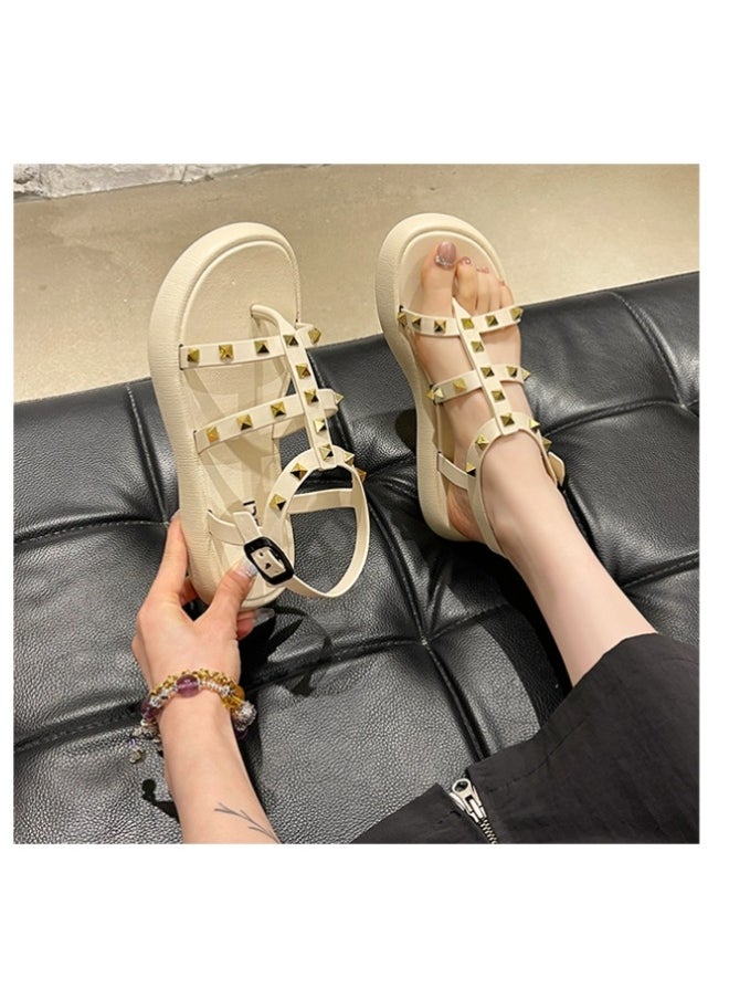 NIBEMINENT French Style Women's Sandals Summer  Fashionable  Casual Thick Bottom Strap Roman Slippers Ladies Shoes  - Image 2